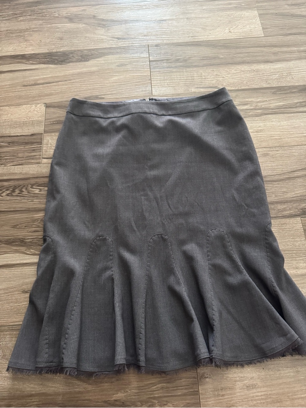 Tahari Charcoal Grey A-Line Flared Midi Skirt